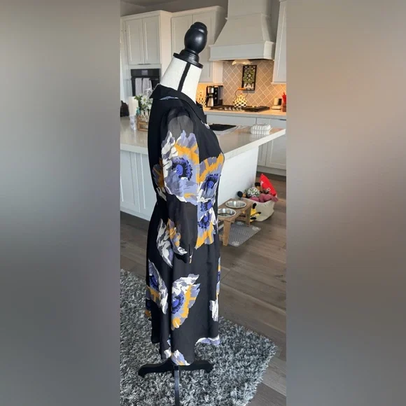 Boden Black Floral Button Front Midi Dress – Women’s Size 2R - Picture 4 of 8